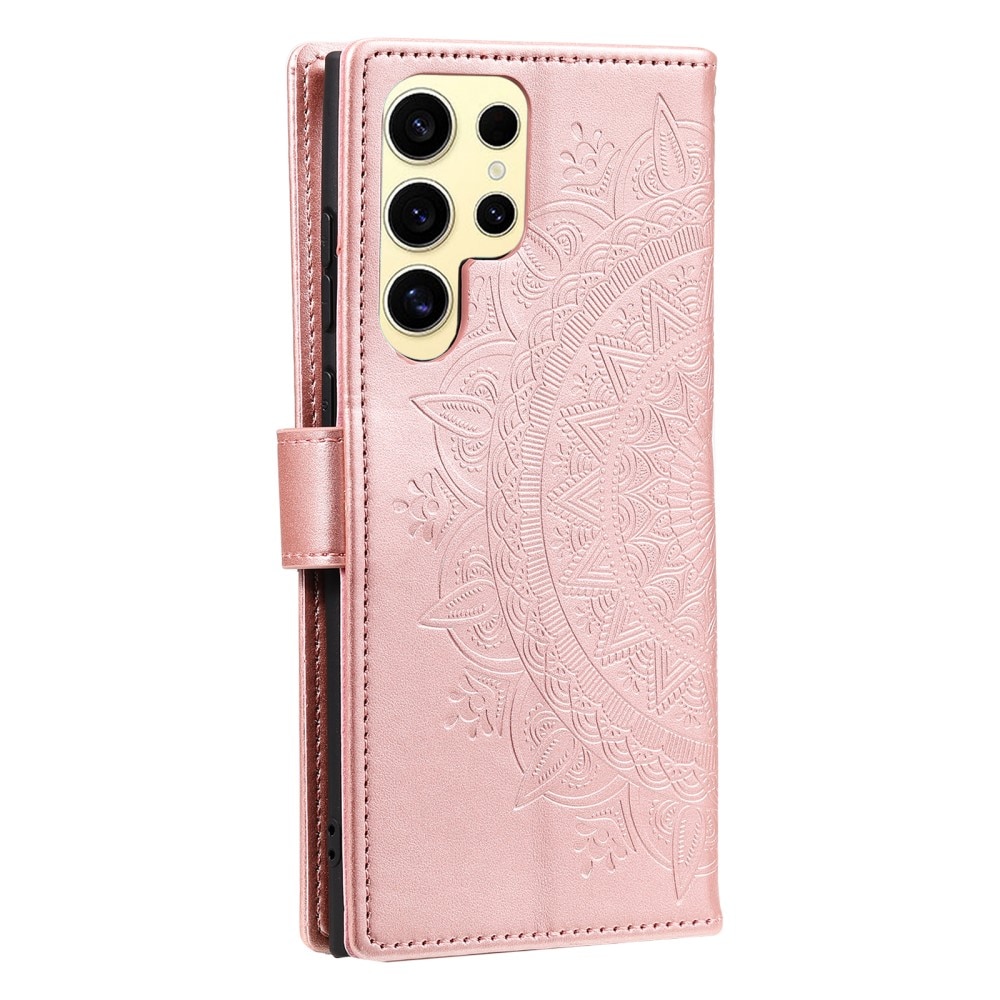 Samsung Galaxy S25 Ultra Leather Cover Mandala Rose Gold