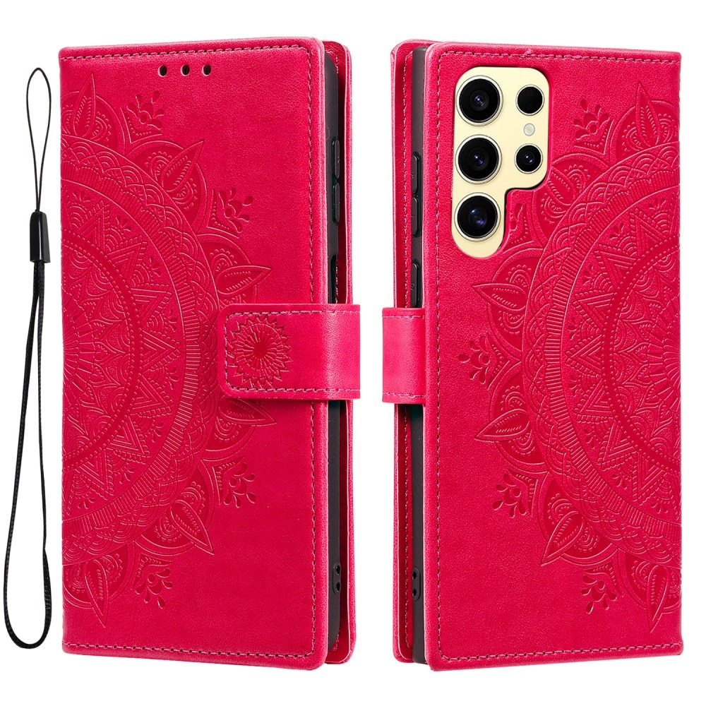 Samsung Galaxy S25 Ultra Leather Cover Mandala Pink