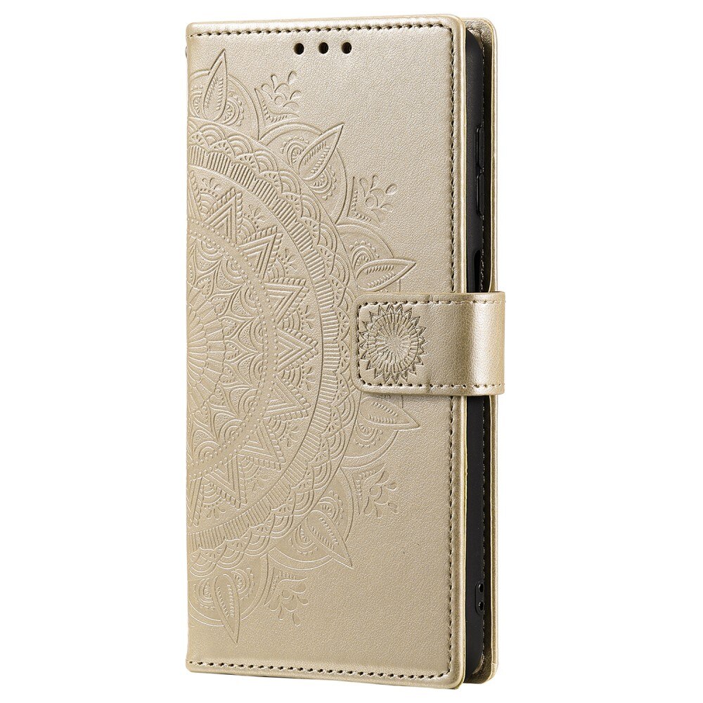 Samsung Galaxy S25 Ultra Leather Cover Mandala Gold