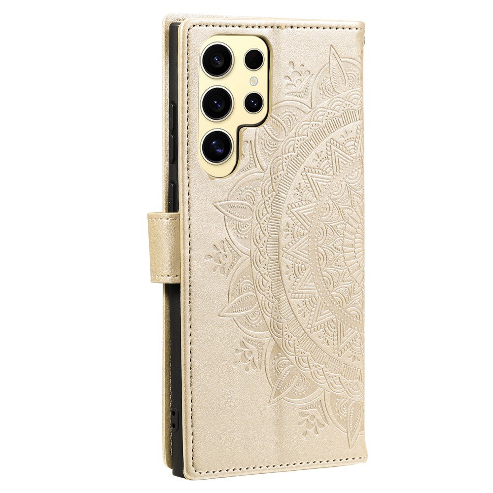 Samsung Galaxy S25 Ultra Leather Cover Mandala Gold