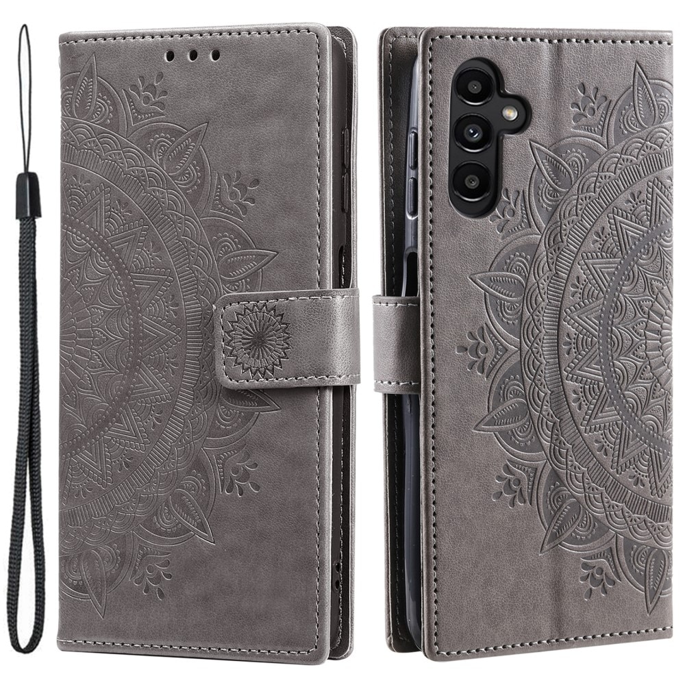 Samsung Galaxy S25 Plus Leather Cover Mandala Grey