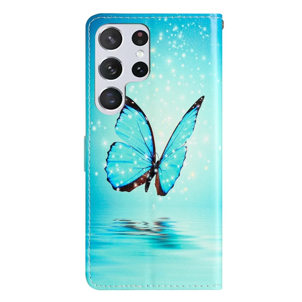 Samsung Galaxy S25 Ultra Wallet Book Cover Blue Butterflies