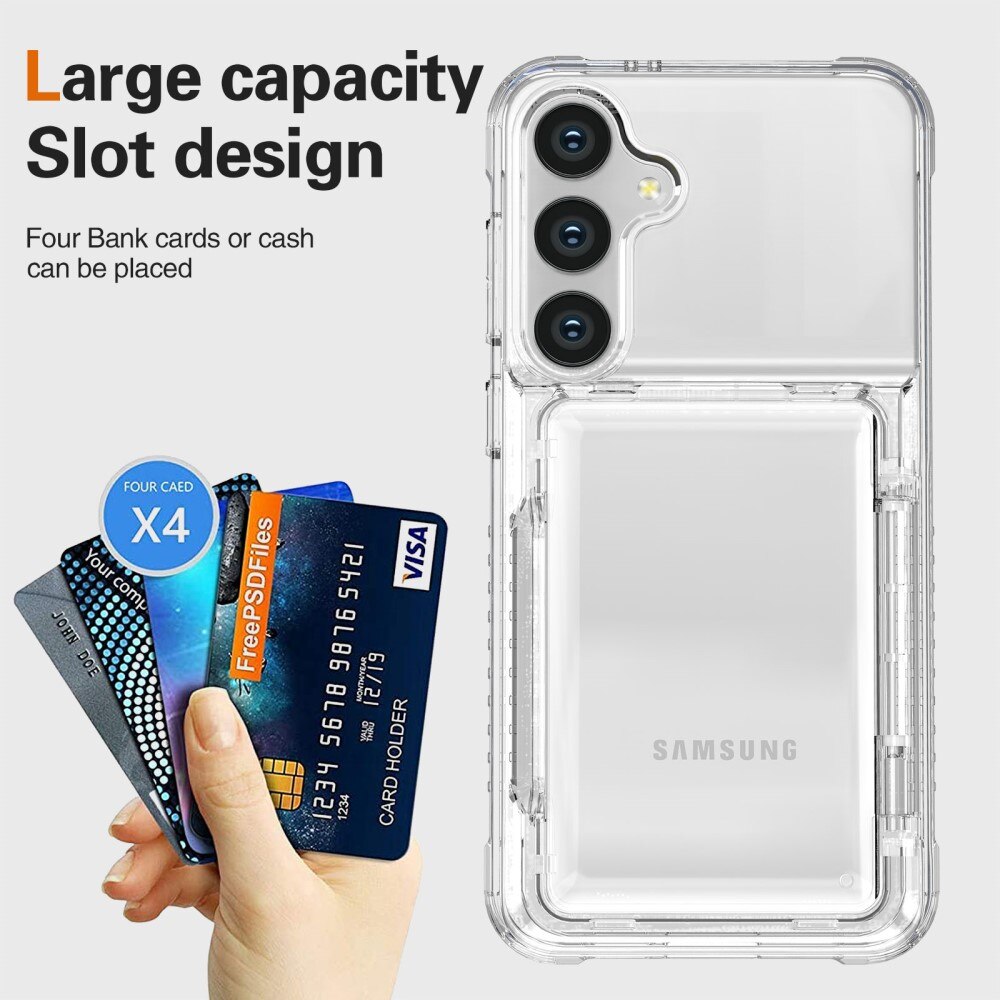 Hybrid Case Card Slot Kickstand Samsung Galaxy S25 Transparent