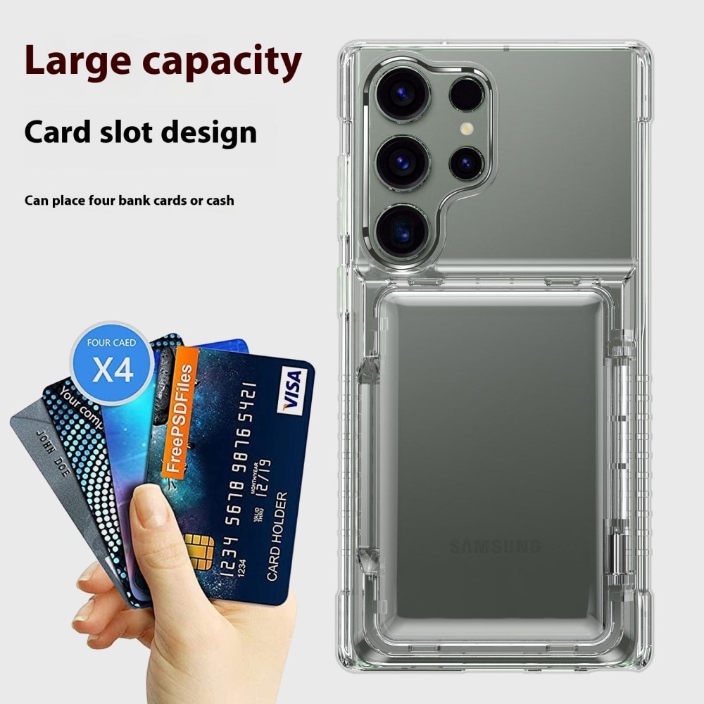 Hybrid Case Card Slot Kickstand Samsung Galaxy S25 Ultra Transparent