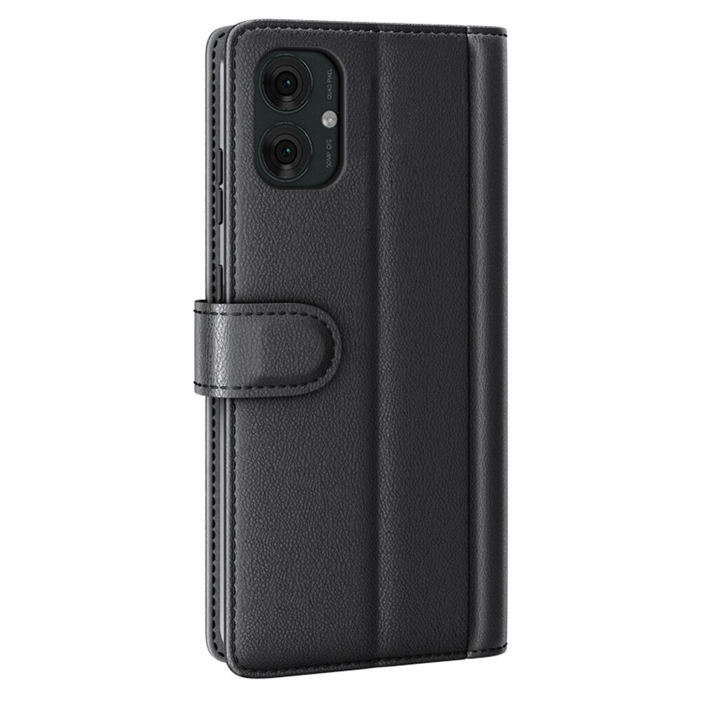 Motorola Moto G55 Genuine Leather Wallet Case Black