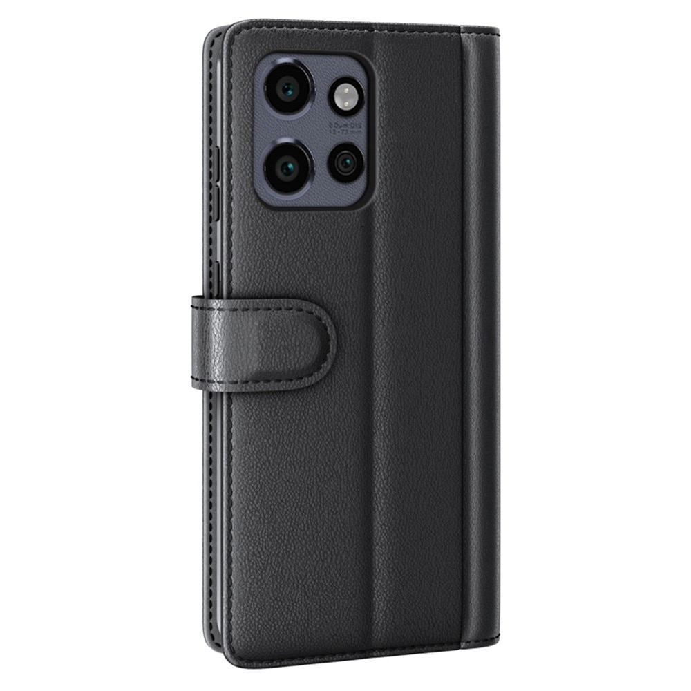 Motorola Edge 50 Neo Genuine Leather Wallet Case Black