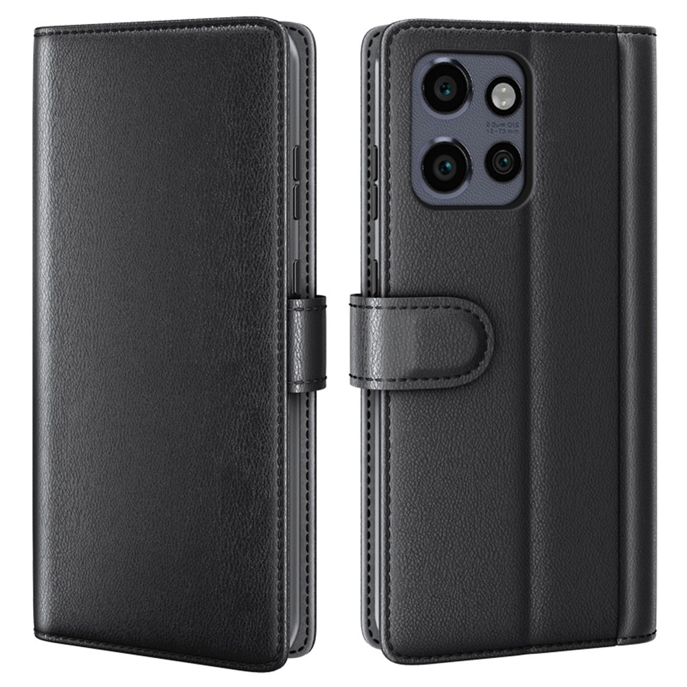 Motorola Edge 50 Neo Genuine Leather Wallet Case Black