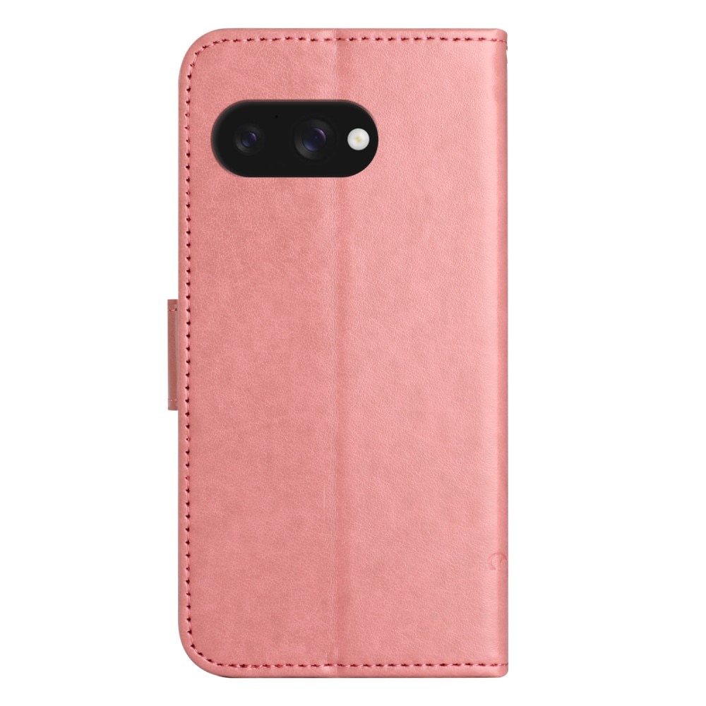 Google Pixel 9a Leather Cover Imprinted Butterflies Pink