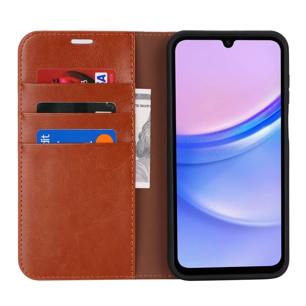 Samsung Galaxy A16 Genuine Leather Wallet Case Brown