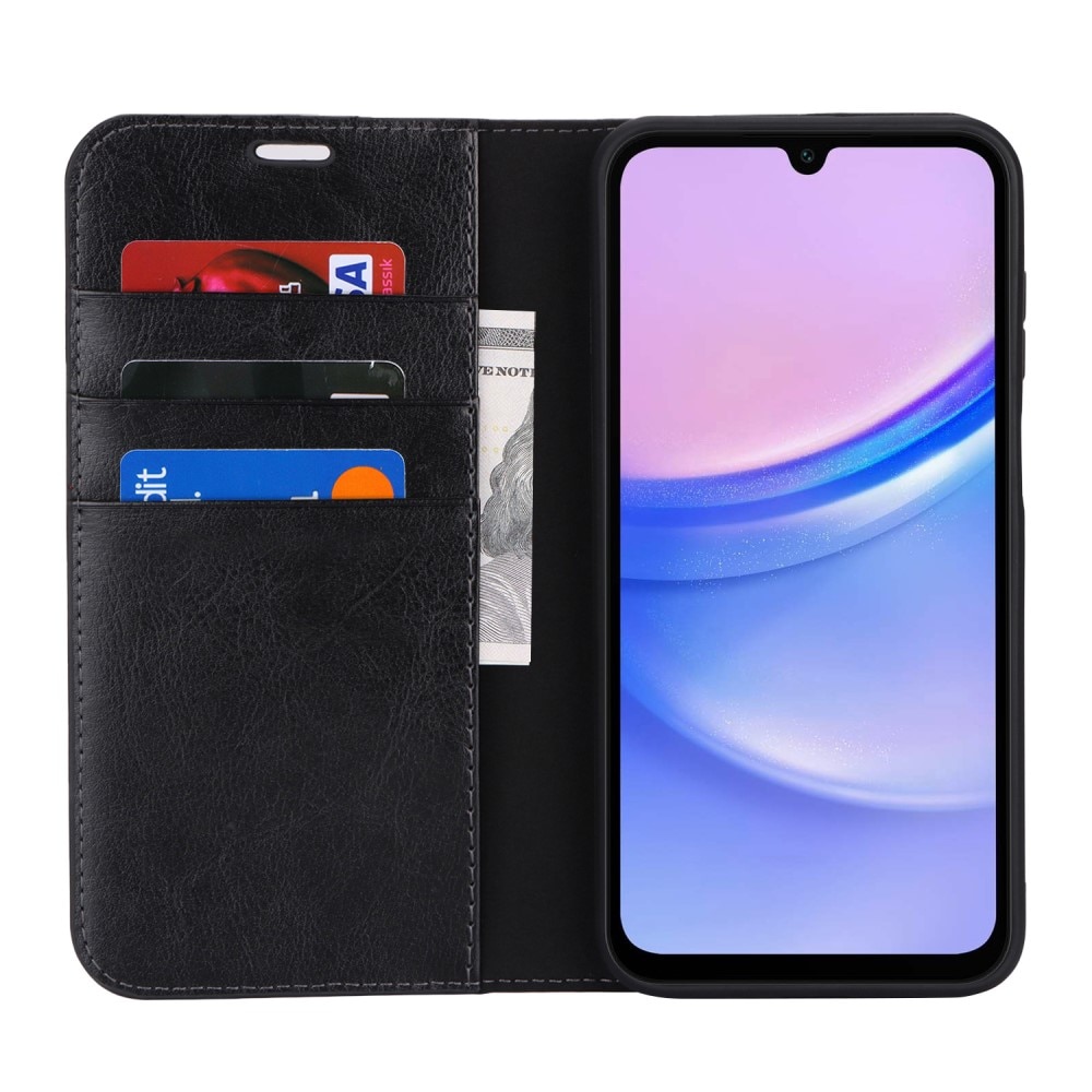 Samsung Galaxy A16 Genuine Leather Wallet Case Black