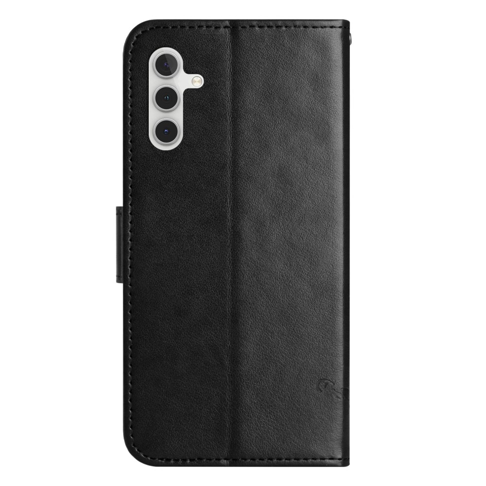 Samsung Galaxy A36 Leather Cover Imprinted Butterflies Black