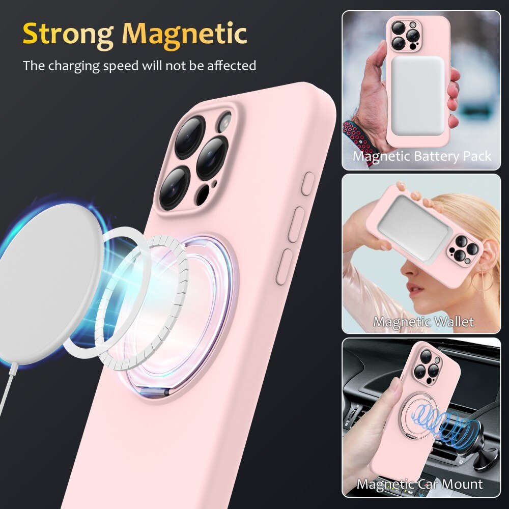 iPhone 16 Pro Max Kickstand Silicone Case MagSafe Pink