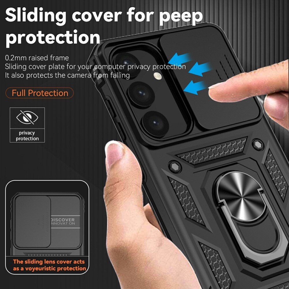 Samsung Galaxy S25 Hybrid Case Tech Ring w. Camera Protector Black