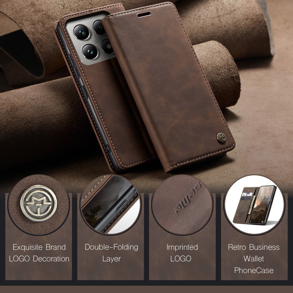 Xiaomi 14T Pro Slim Wallet Case Brown