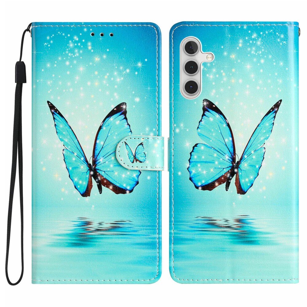 Samsung Galaxy A36 Wallet Book Cover Blue Butterflies