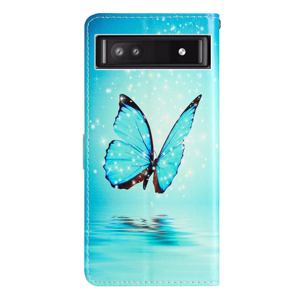 Google Pixel 9a Wallet Book Cover Blue Butterflies