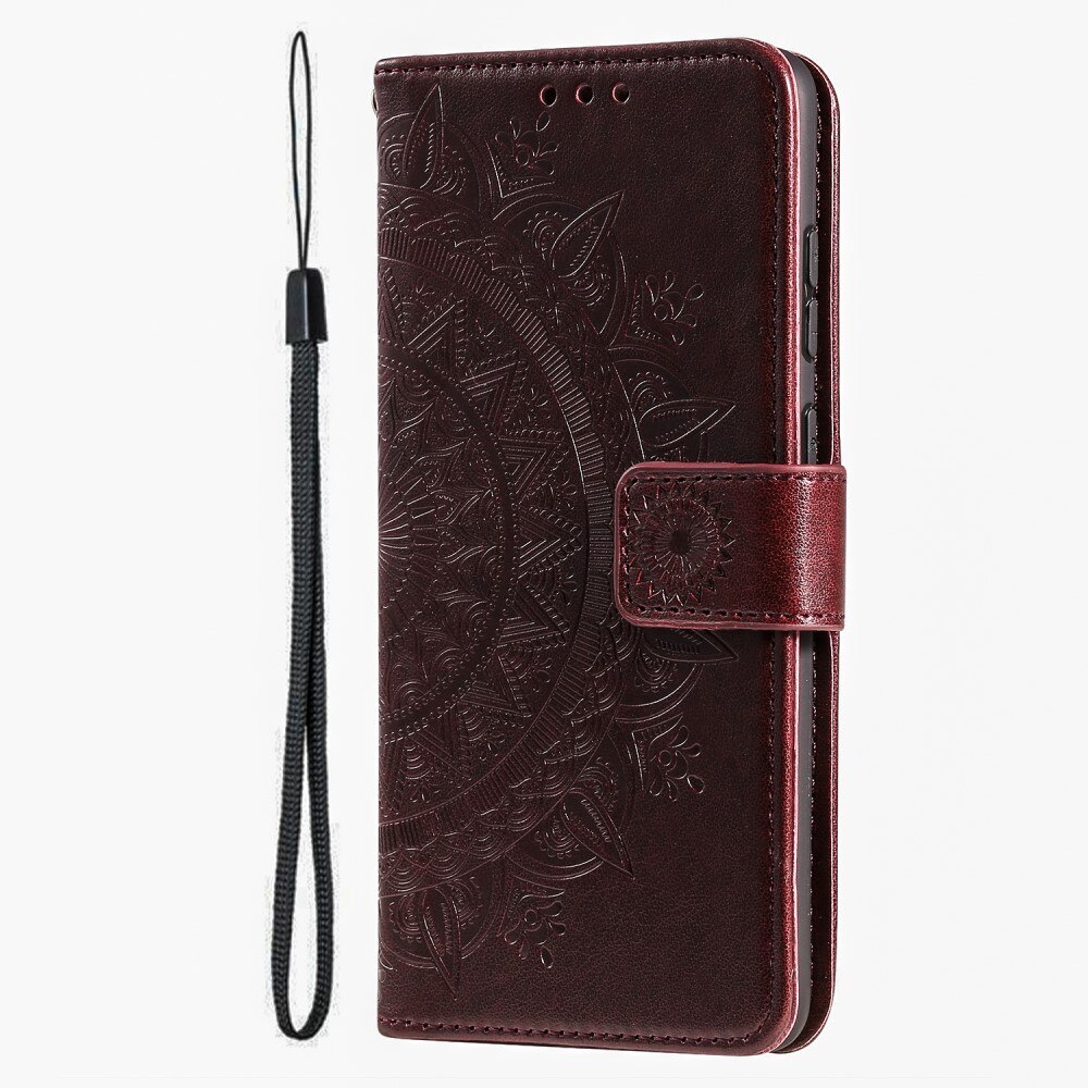 Google Pixel 9a Leather Cover Mandala Brown