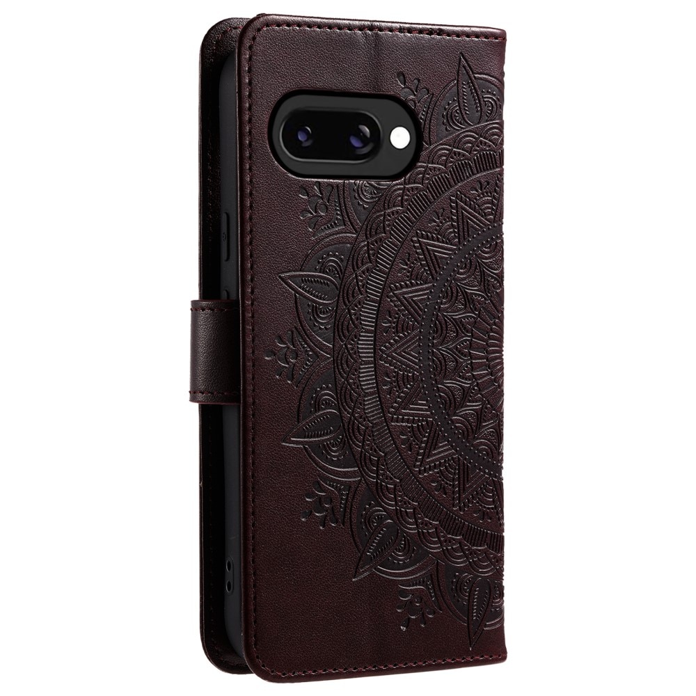 Google Pixel 9a Leather Cover Mandala Brown