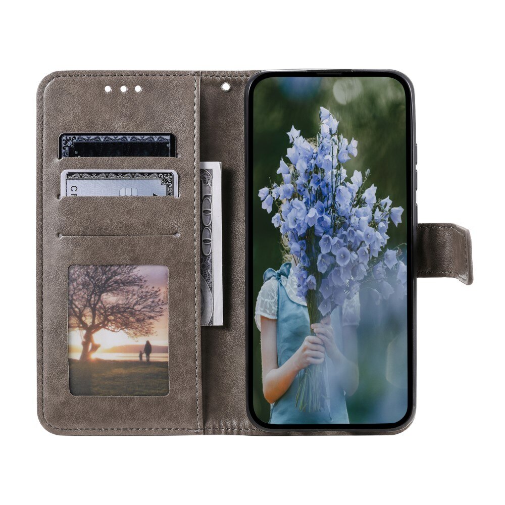 Google Pixel 9a Leather Cover Mandala Grey