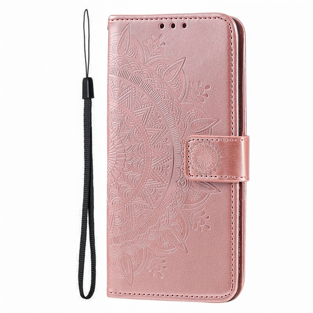 Google Pixel 9a Leather Cover Mandala Rose Gold