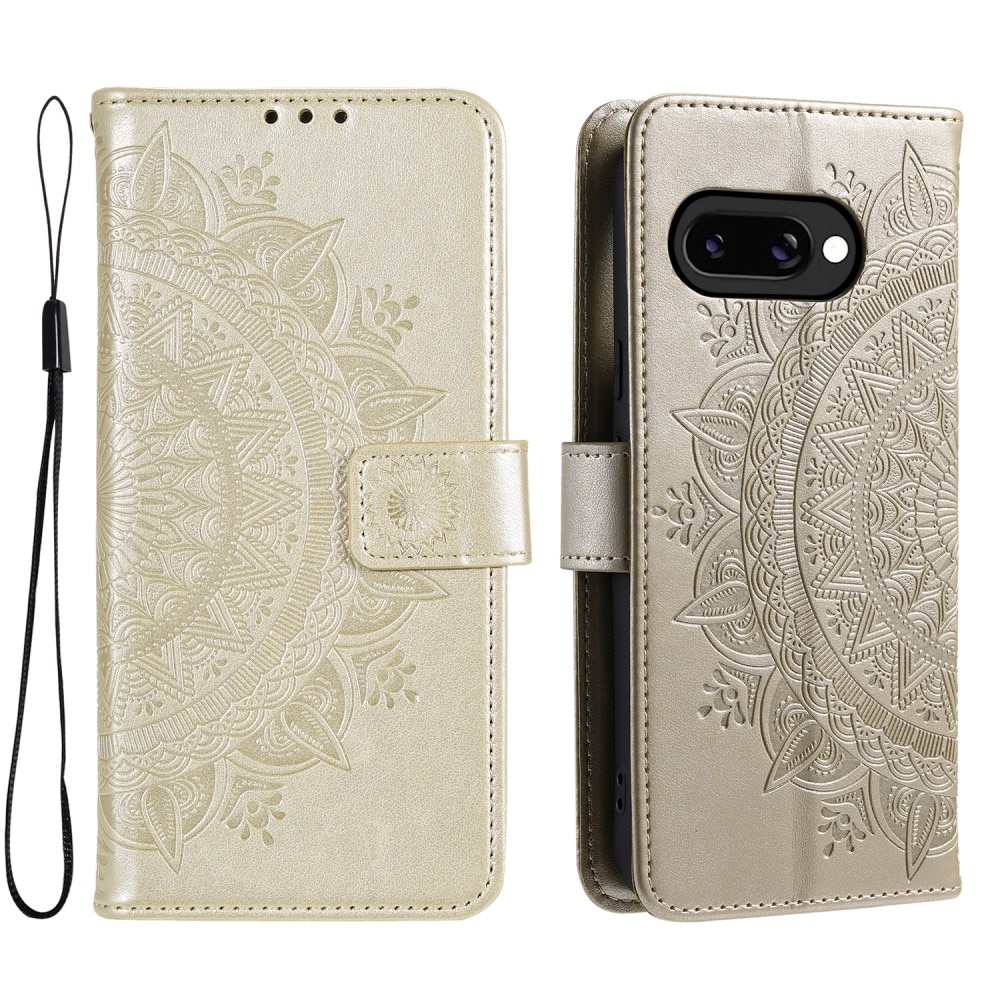 Google Pixel 9a Leather Cover Mandala Gold