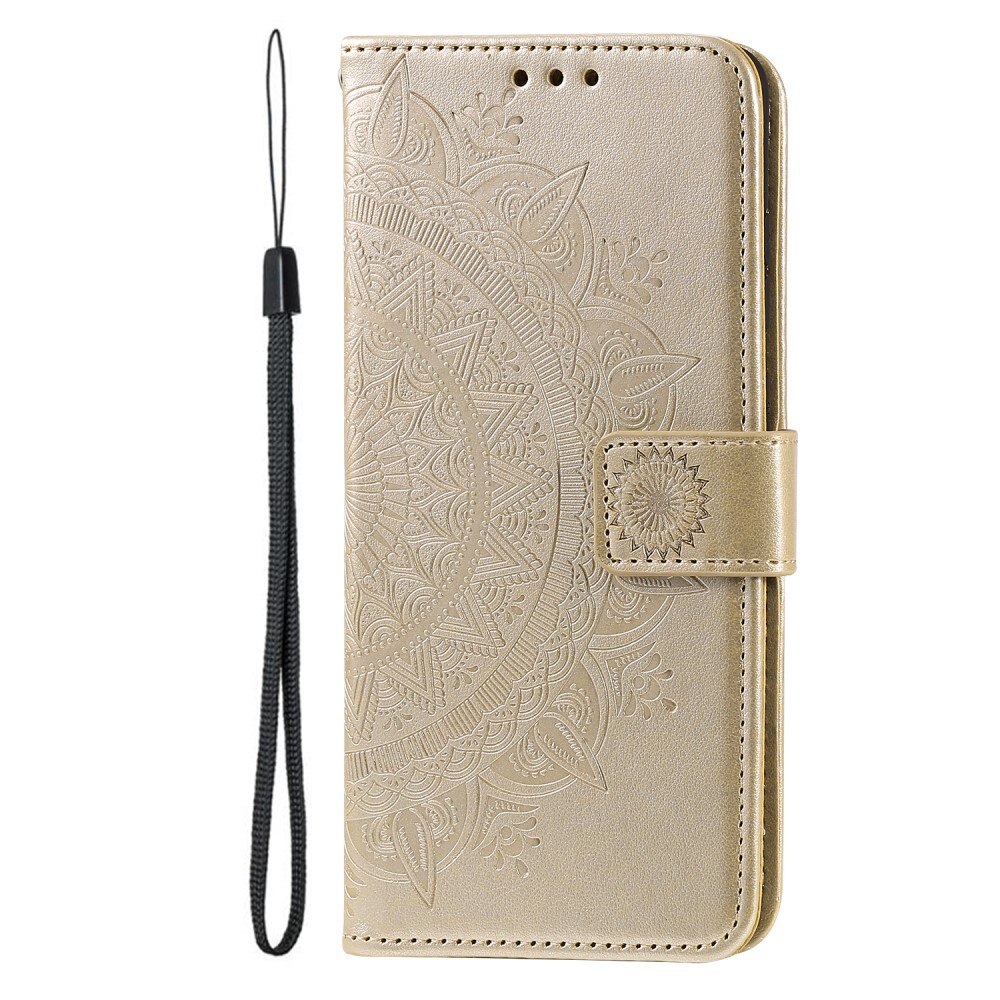 Google Pixel 9a Leather Cover Mandala Gold