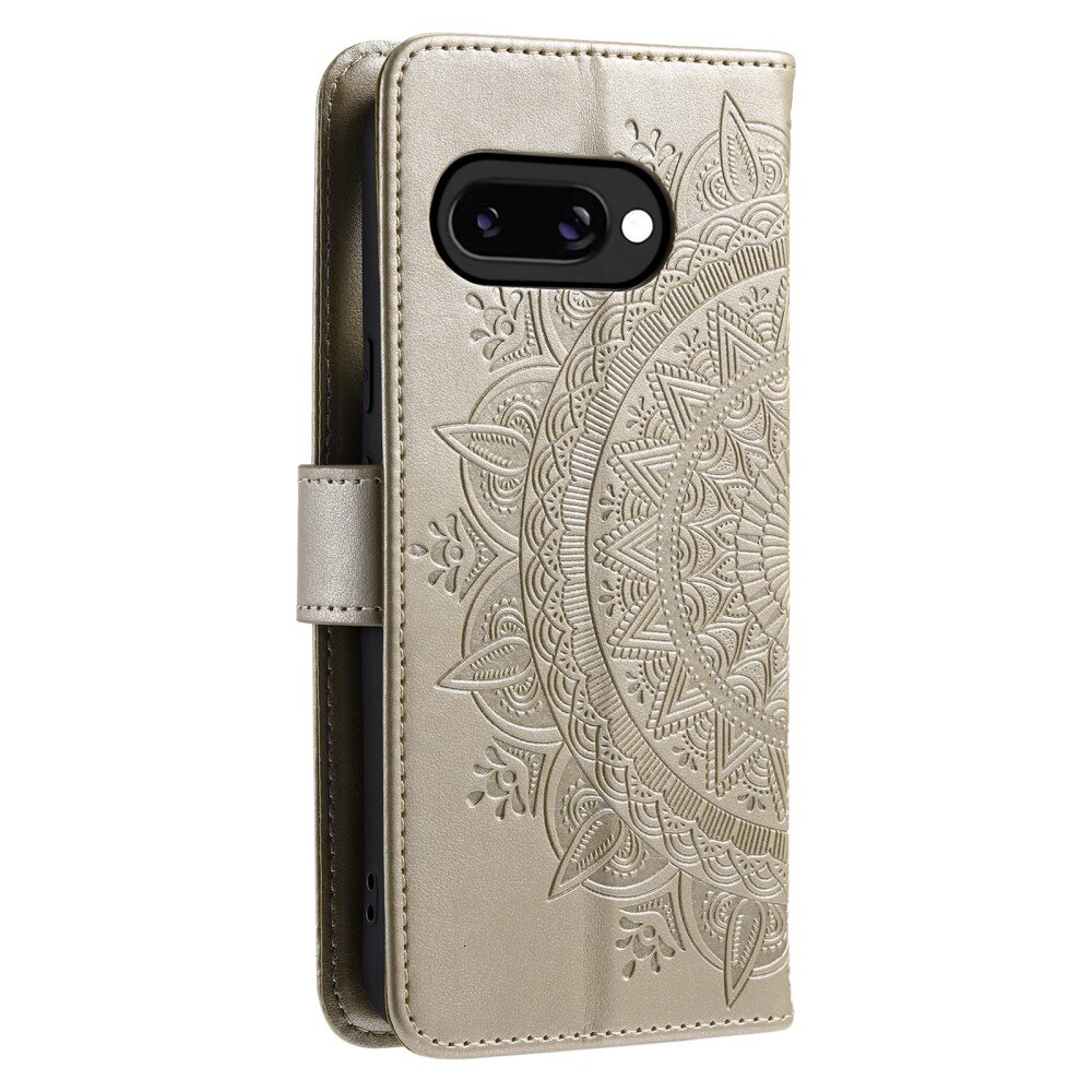 Google Pixel 9a Leather Cover Mandala Gold