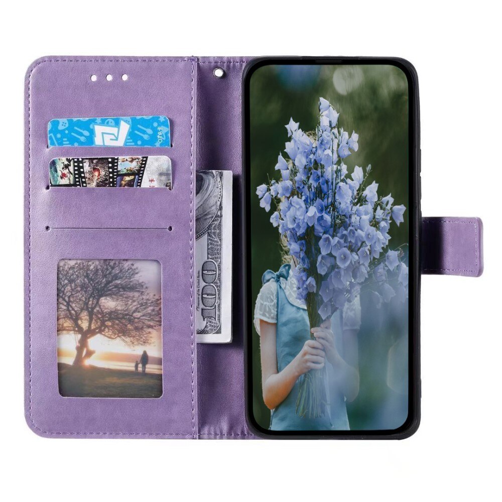 Google Pixel 9a Leather Cover Mandala Purple