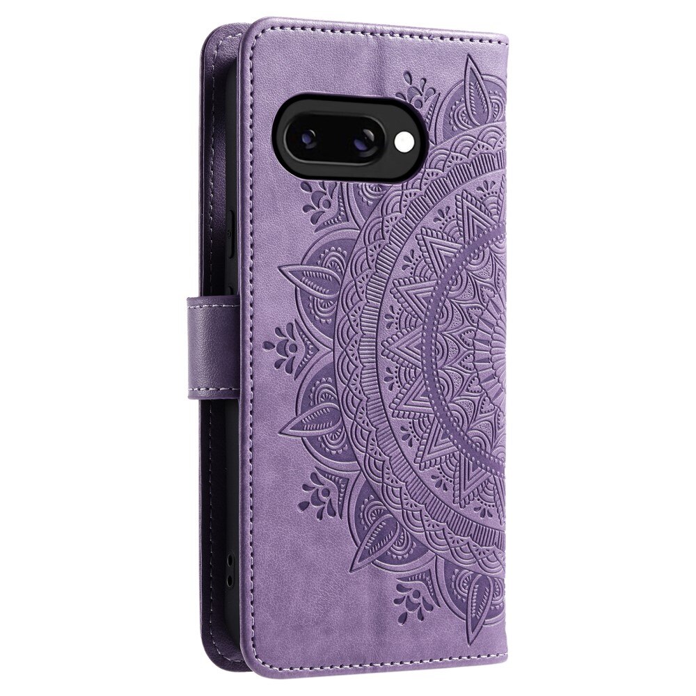 Google Pixel 9a Leather Cover Mandala Purple