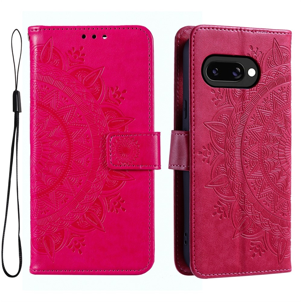 Google Pixel 9a Leather Cover Mandala Cerise