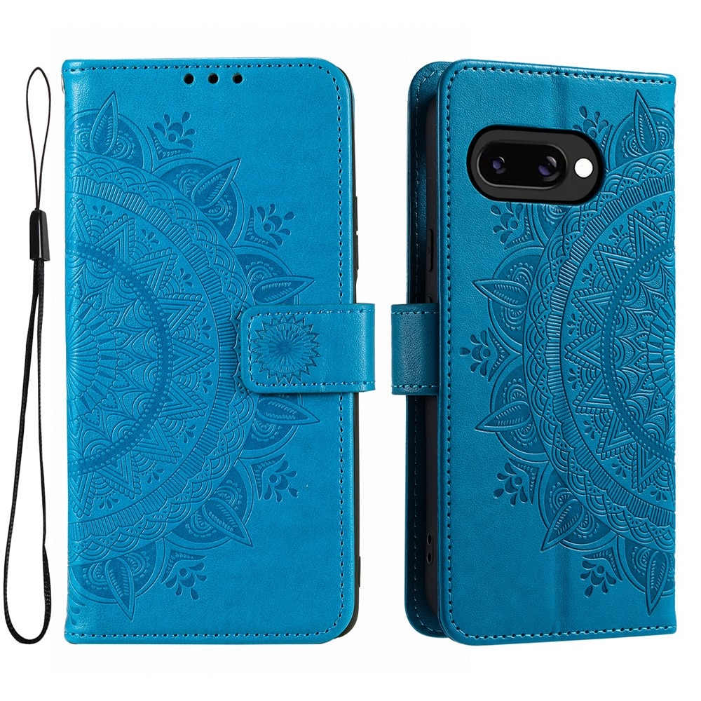 Google Pixel 9a Leather Cover Mandala Blue