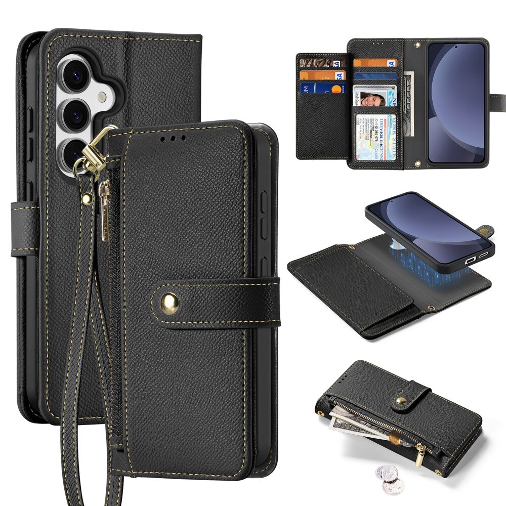 Samsung Galaxy S25 Lawa Series Magnetic Wallet Case Black