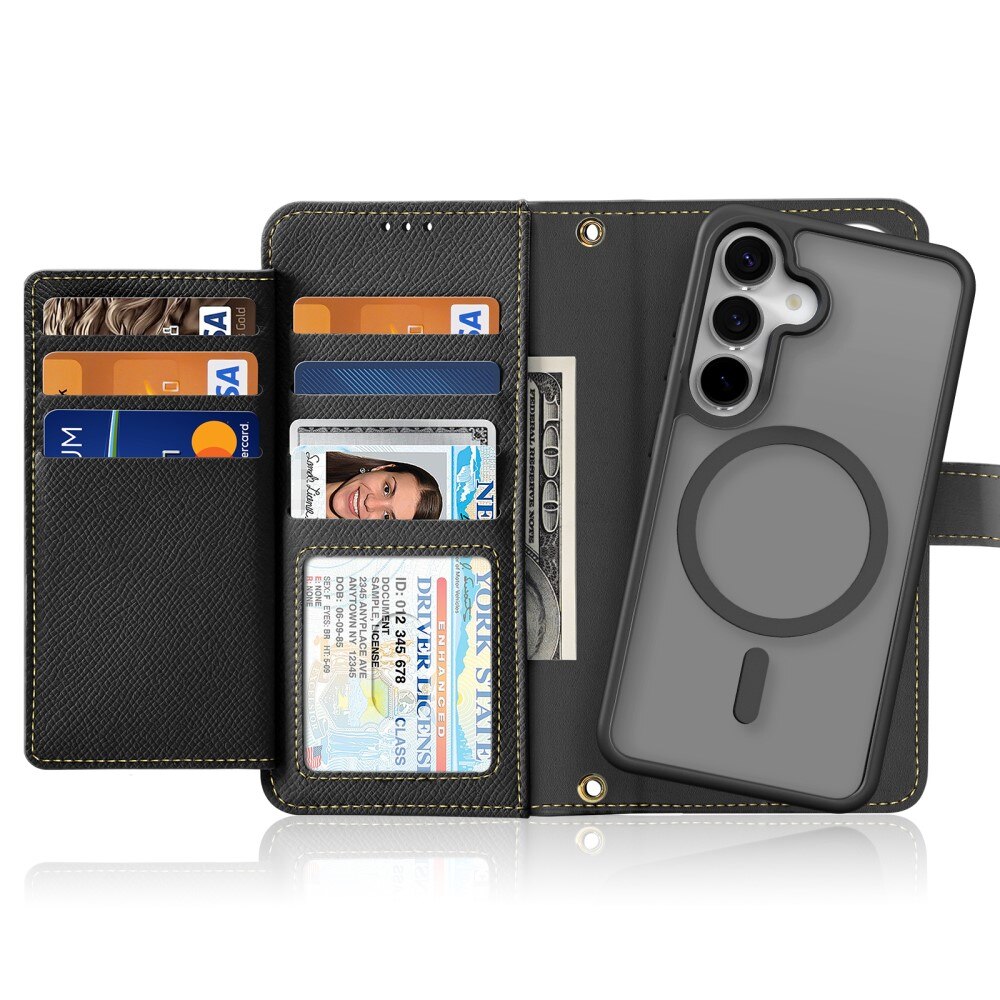 Samsung Galaxy S25 Lawa Series Magnetic Wallet Case Black