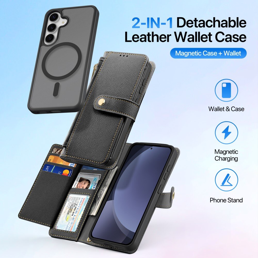 Samsung Galaxy S25 Lawa Series Magnetic Wallet Case Black