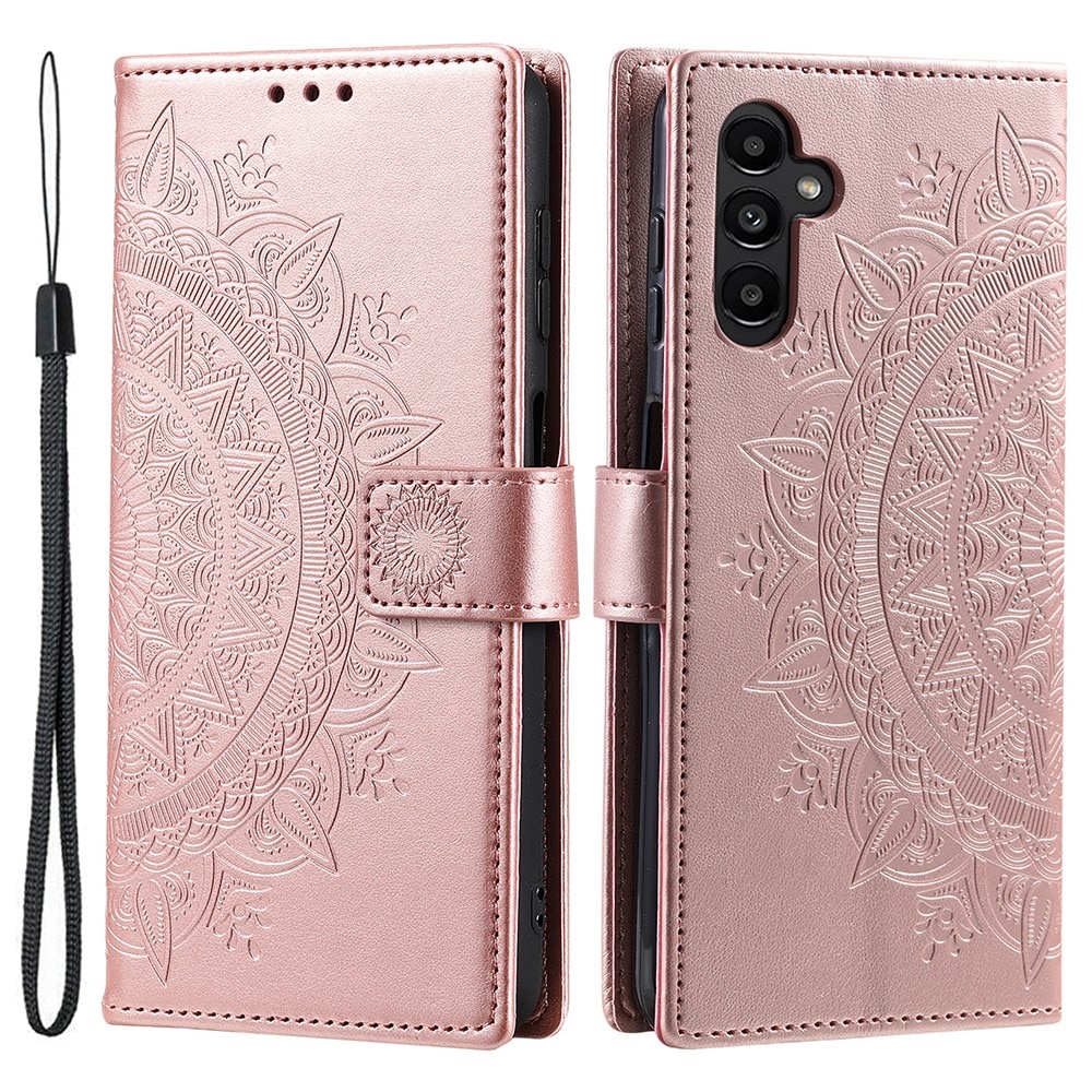 Samsung Galaxy A36 Leather Cover Mandala Rose Gold