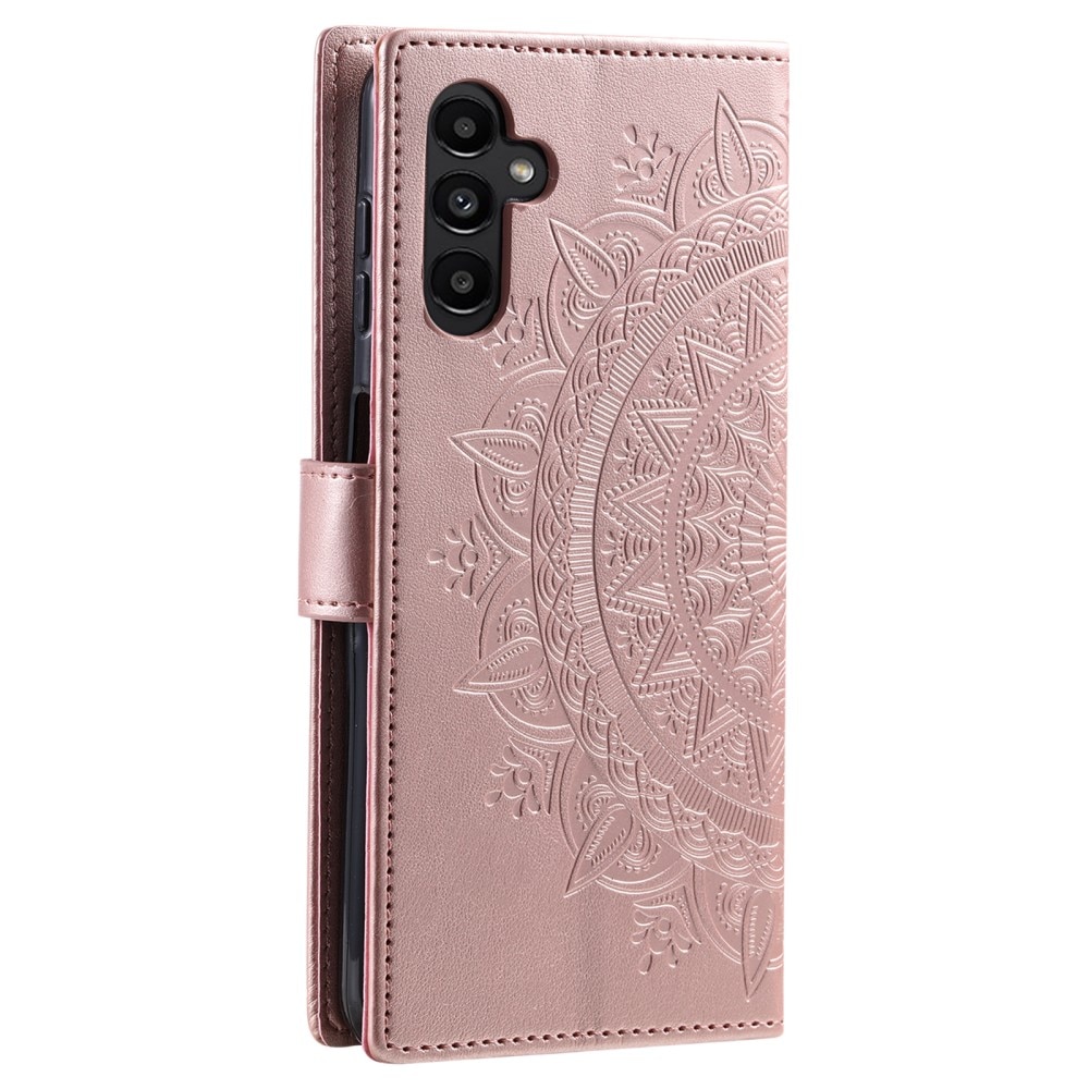 Samsung Galaxy A36 Leather Cover Mandala Rose Gold