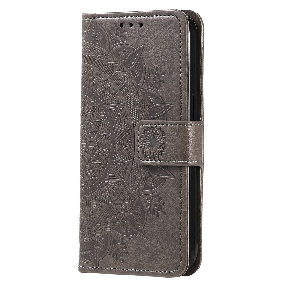 Samsung Galaxy A36 Leather Cover Mandala Grey