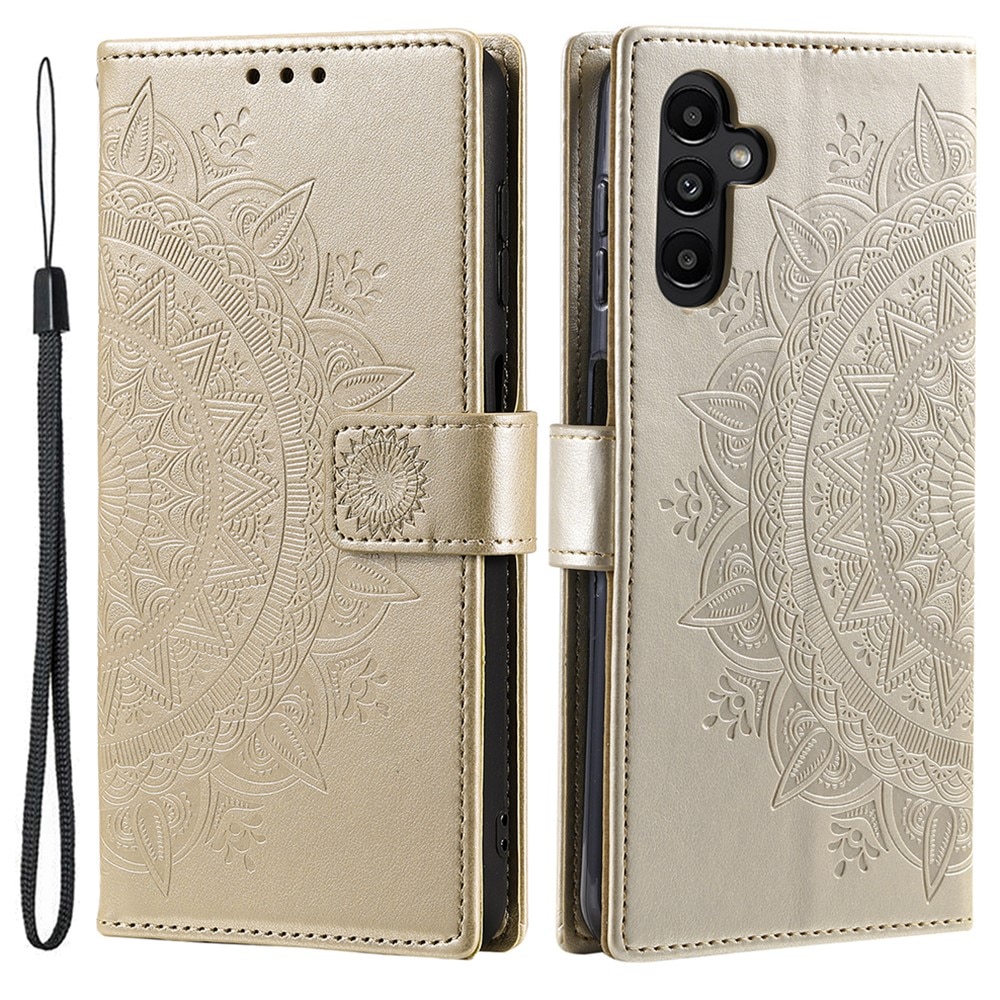 Samsung Galaxy A36 Leather Cover Mandala Gold