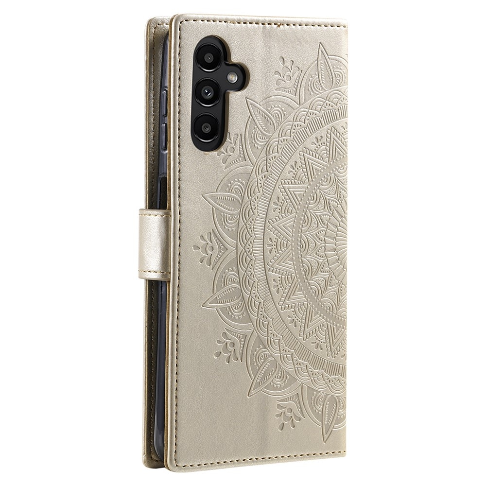 Samsung Galaxy A36 Leather Cover Mandala Gold