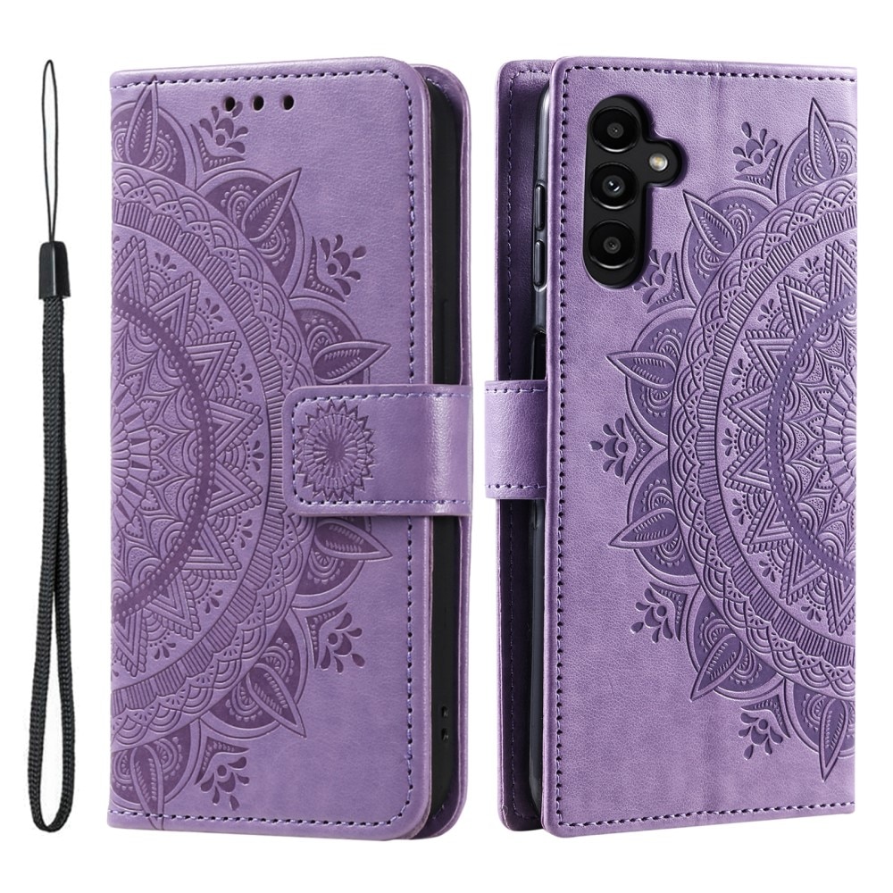 Samsung Galaxy A56 Leather Cover Mandala Purple