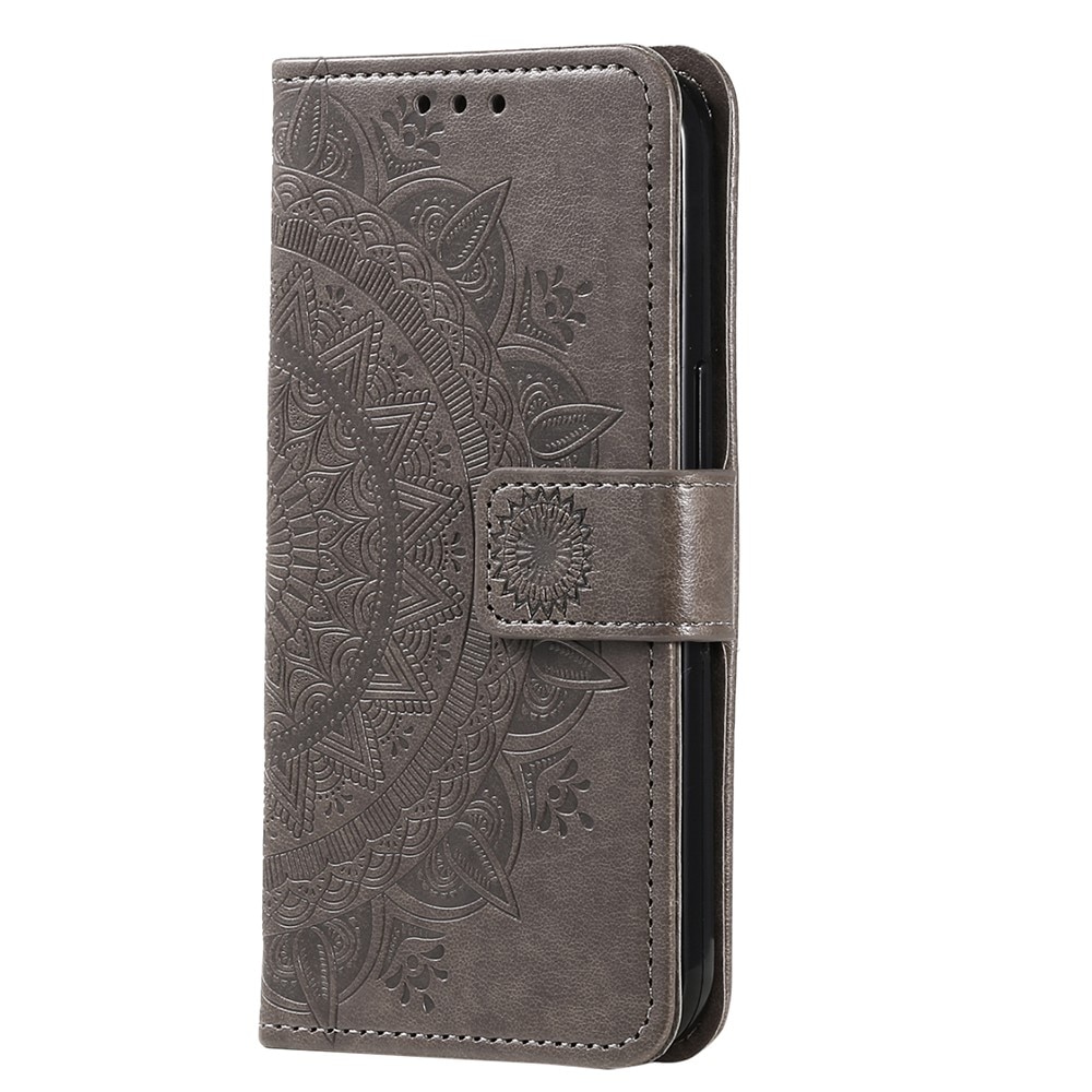 Samsung Galaxy A56 Leather Cover Mandala Grey