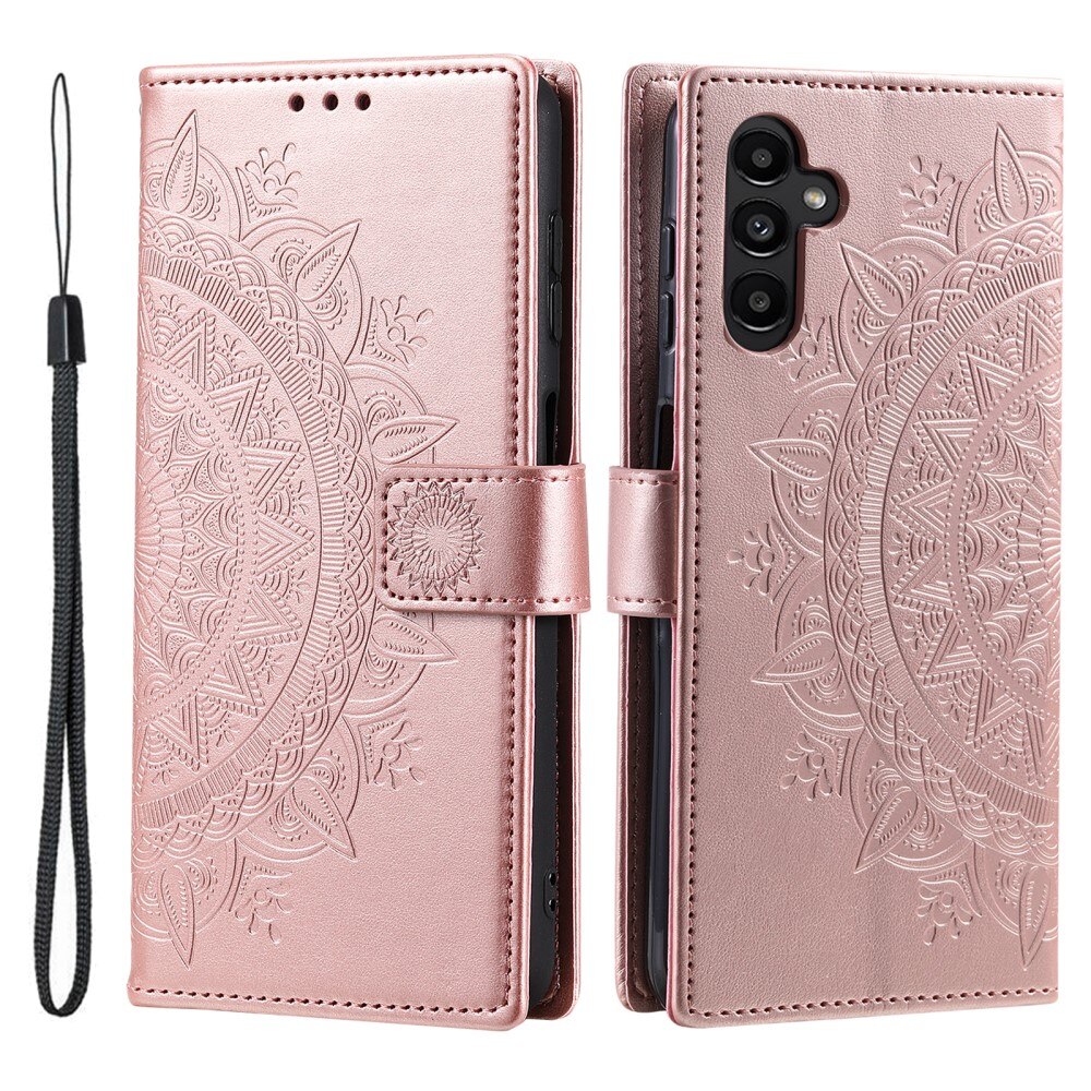 Samsung Galaxy A56 Leather Cover Mandala Rose Gold