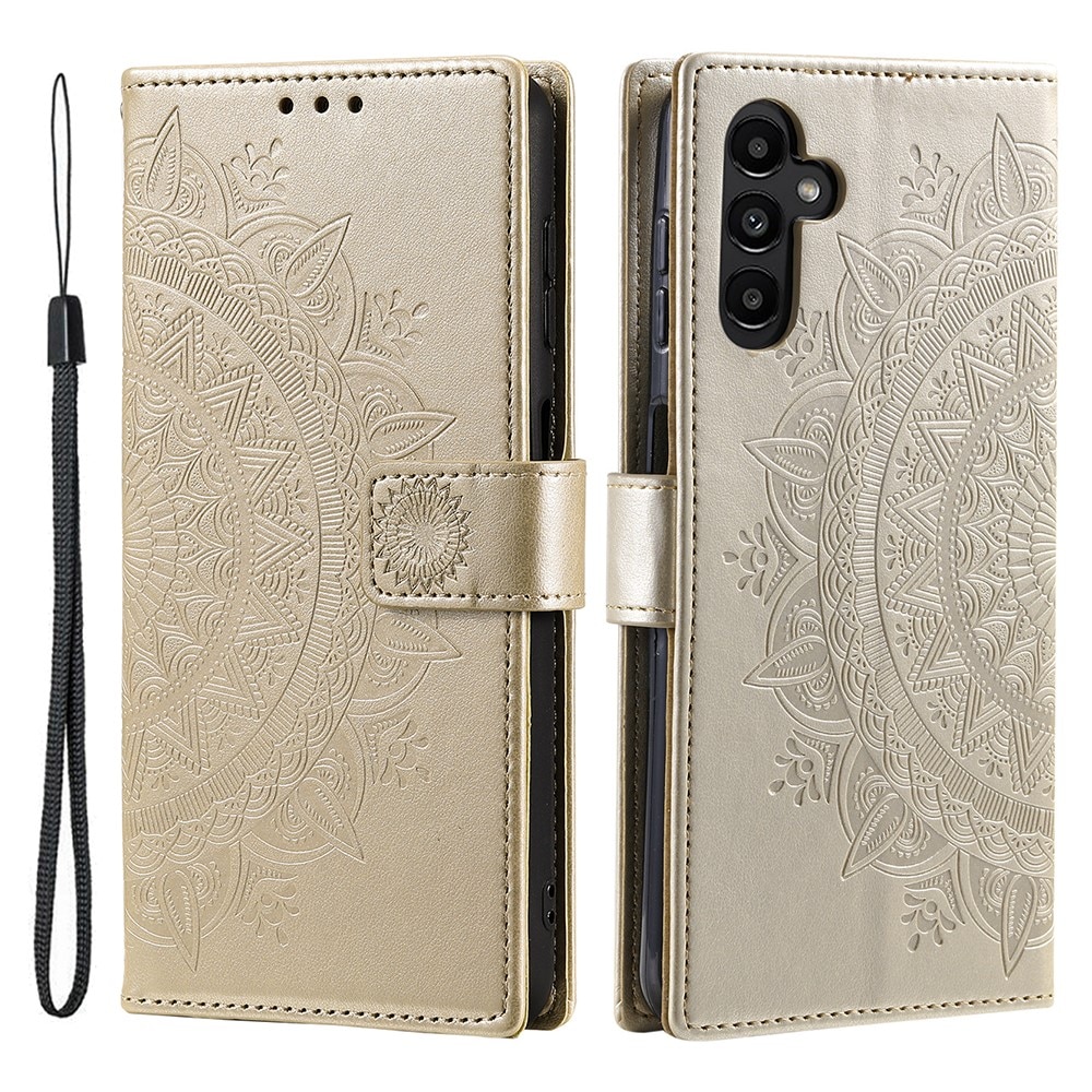 Samsung Galaxy A56 Leather Cover Mandala Gold