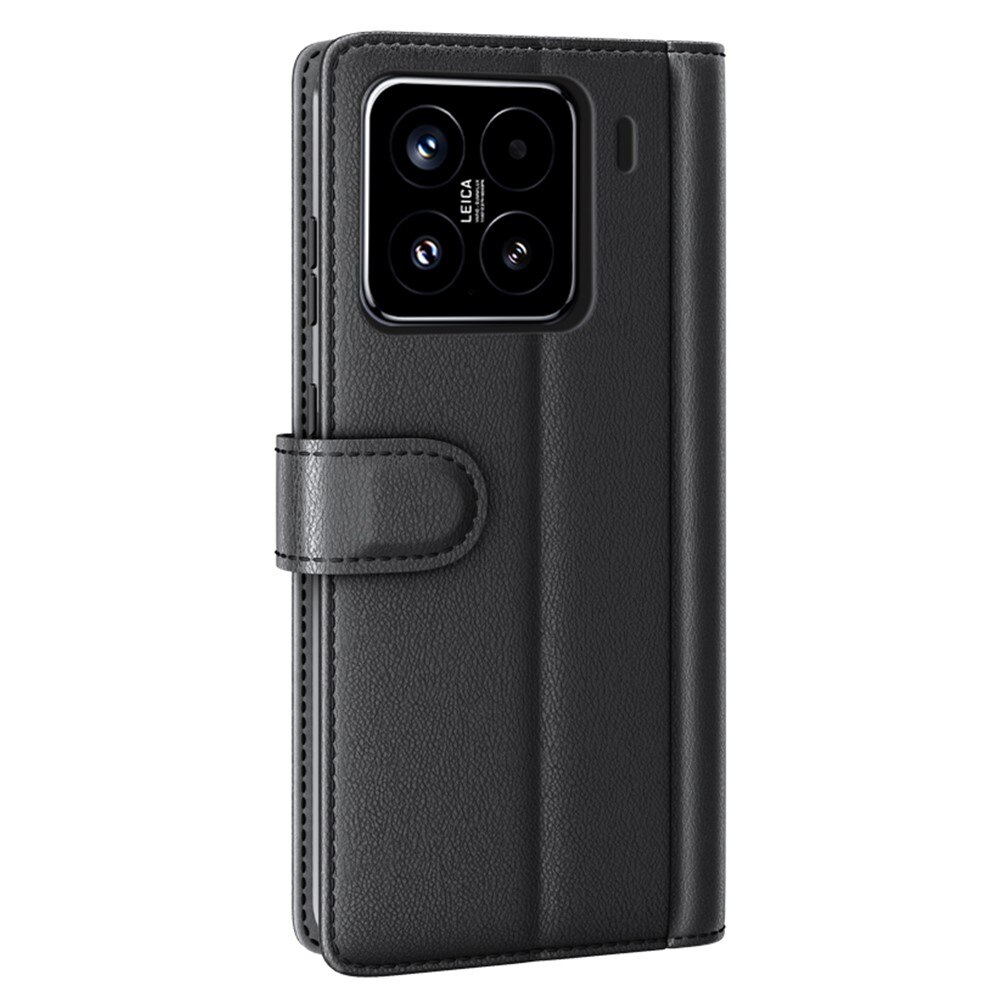 Xiaomi 15 Genuine Leather Wallet Case Black