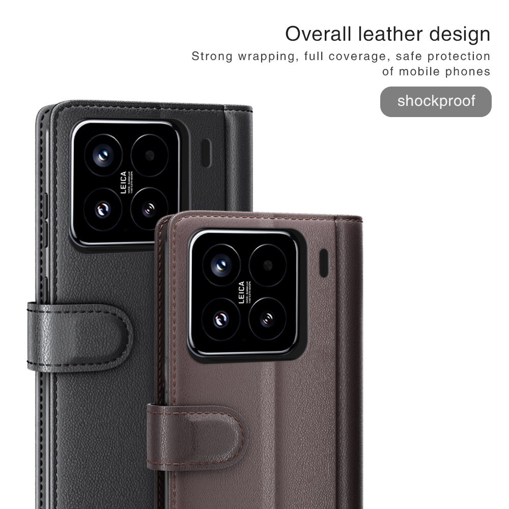 Xiaomi 15 Genuine Leather Wallet Case Black