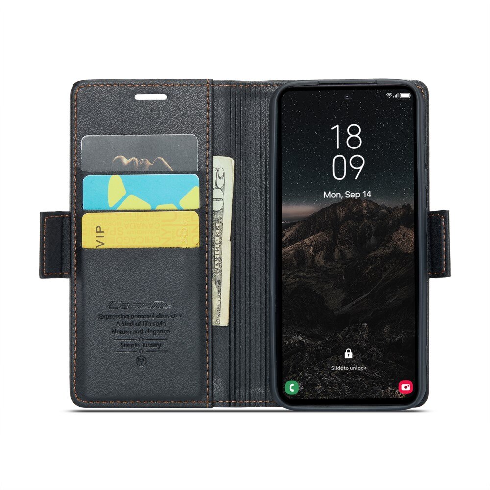 Samsung Galaxy S25 RFID blocking Slim Wallet Case Black