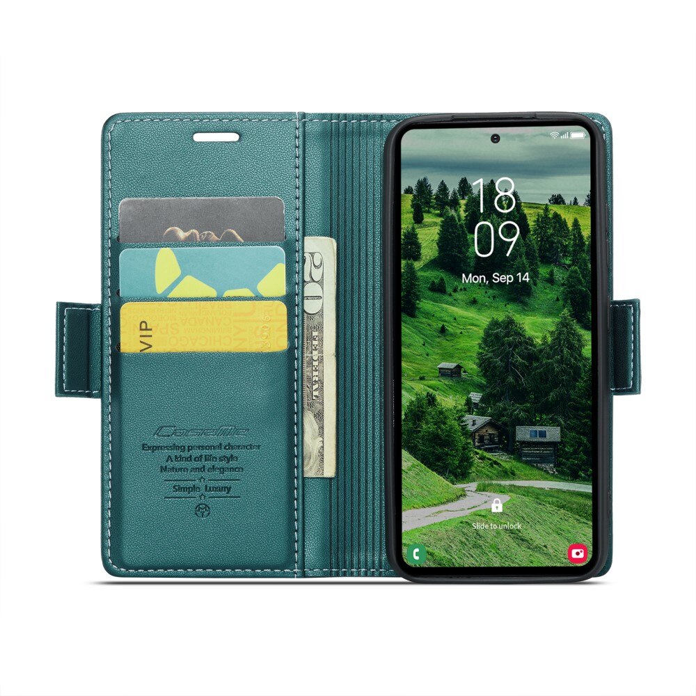 Samsung Galaxy S25 RFID blocking Slim Wallet Case Green