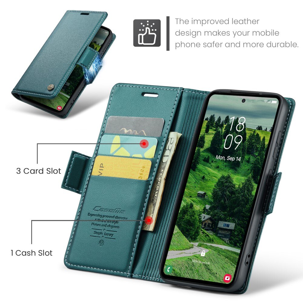 Samsung Galaxy S25 RFID blocking Slim Wallet Case Green