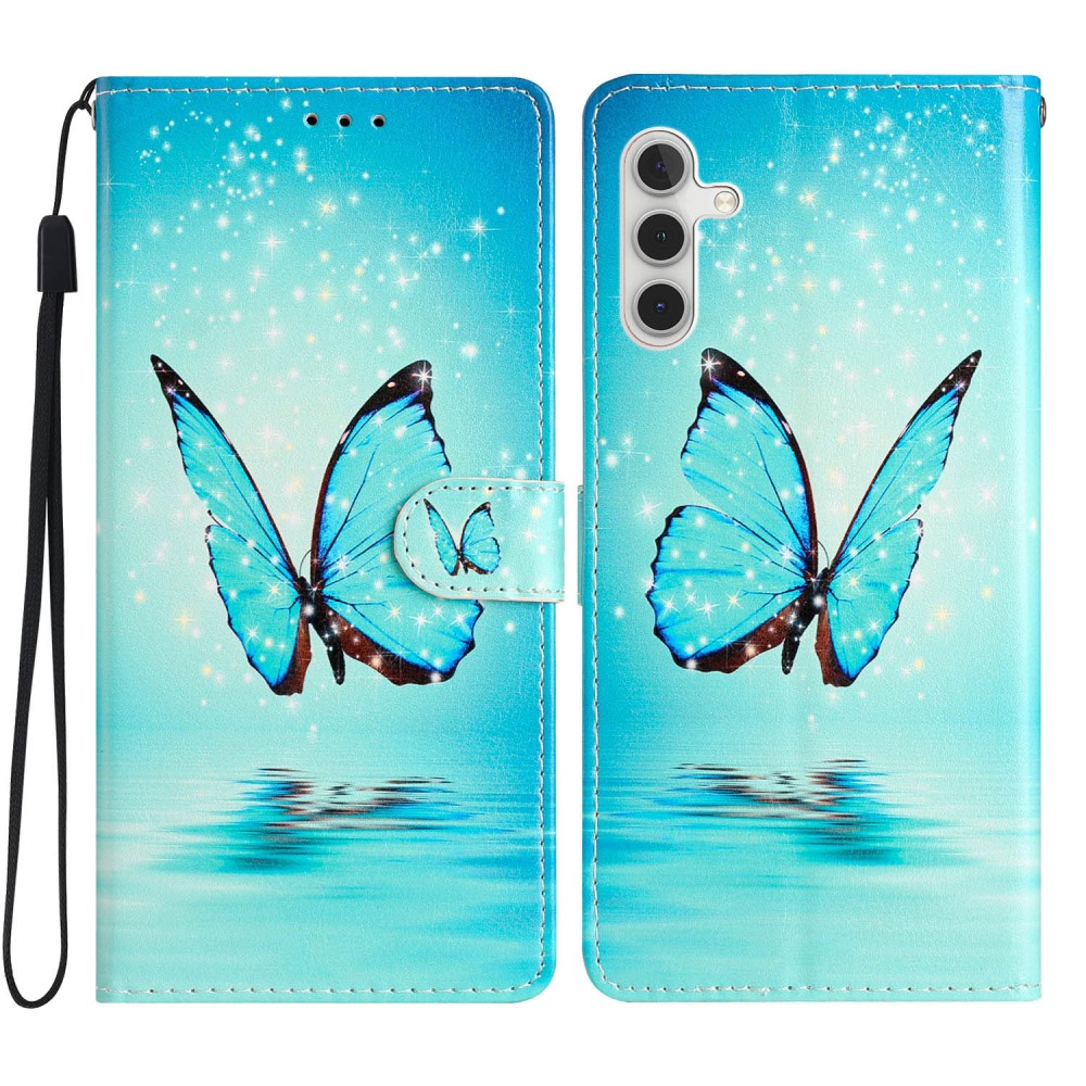 Samsung Galaxy A56 Wallet Book Cover Blue Butterflies