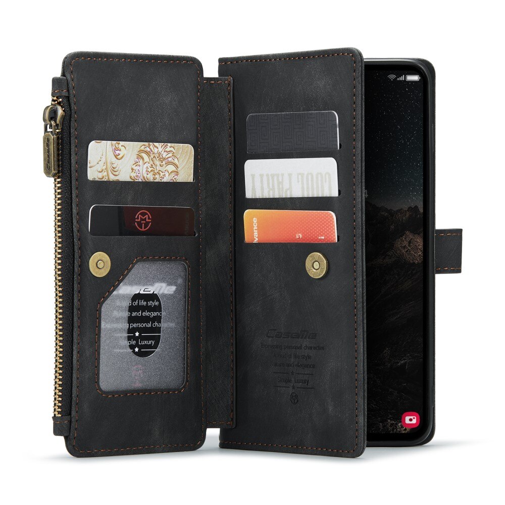 Samsung Galaxy S25 Zipper Wallet Book Cover Black